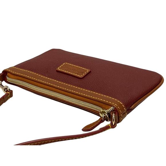 Dooney & Bourke Deep Red Textured Leather Zip Wristlet Handbag - Picture 8 of 9